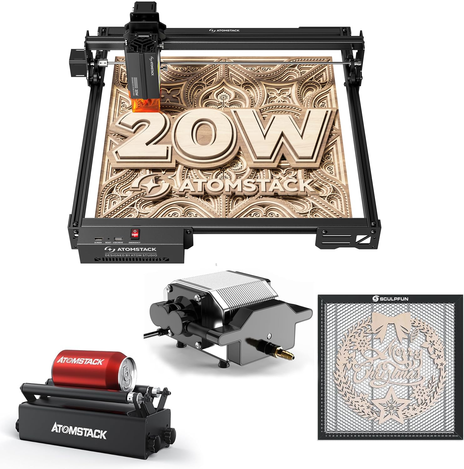 Amazon.co.jp: ATOMSTACK A20 PRO V2彫刻機 、カッター、20W、0.08*0.1